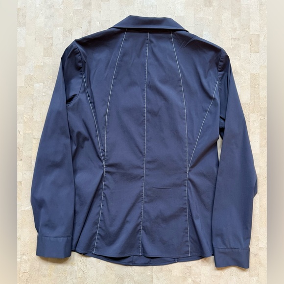 Lafayette 148 New York Shirt Womens 10 Petite Blue Tailored Collar Button Down - Picture 8 of 8